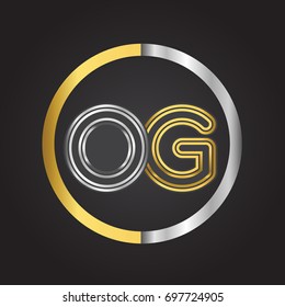 OG Letter logo in a circle. gold and silver colored. Vector design template elements for your business or company identity