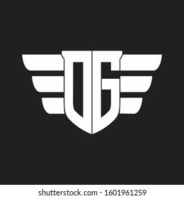 OG Logo monogram with emblem and wings element design template