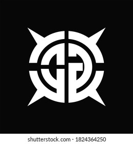 OG Logo monogram with four pieces circle slice design template on Black Background