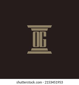 OG monogram initial logo for lawfirm with pillar design