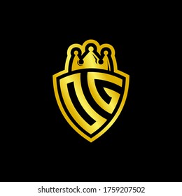 OG monogram logo with shield and crown style design template isolated on black background