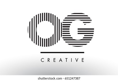 OG O G Black and White Letter Logo Design with Vertical and Horizontal Lines.