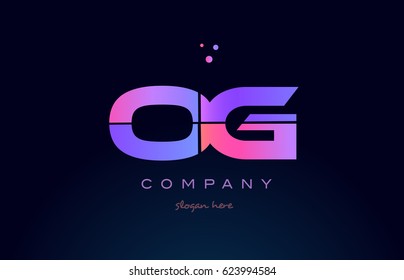 og o g creative color blue background pink purple blue magenta alphabet letter company logo vector icon design