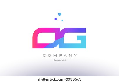 og o g  creative pink purple blue modern dots creative alphabet gradient company letter logo design vector icon template
