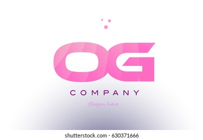 og o g letter alphabet text pink purple dots creative company logo vector icon design template