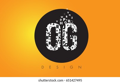 OG O G Logo Design Made of Small Letters with Black Circle and Yellow Background.