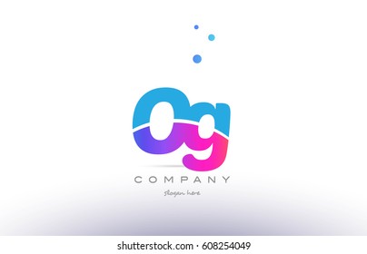og o g  pink purple blue white uppercase lowercase modern creative alphabet gradient company letter logo design vector icon template