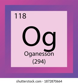 Og Oganesson Chemical Element Periodic Table. Single element vector illustration, Element icon with molar mass and atomic number for laboratory, science or chemistry education.