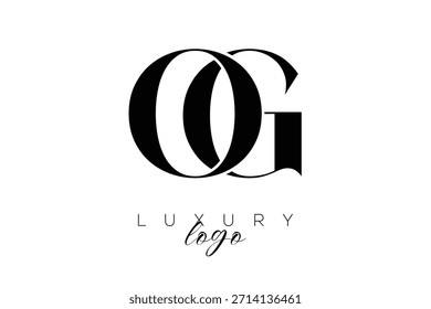 Logotipo de tipografia de monograma de letra serifa OG para identidade de marca premium elegante