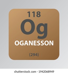 Oganesson Og  Chemical Element vector illustration diagram, with atomic number and mass. Simple flat design for education, lab, science class.
