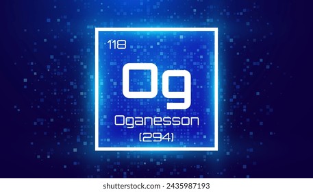 Oganesson. Periodic Table Element with Symbol Og. Chemical Element Card with Number and Atomic Weight. Design for Education, Lab, Science Class. Vector Illustration.