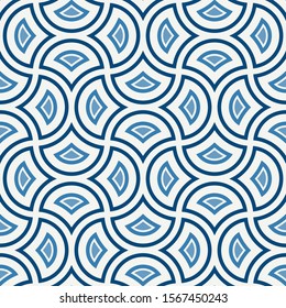 Ogee drop ornament. Repeated maroccan scales mosaic tiles. Scallop shapes motif. Oriental traditional pattern. Arabesque wallpaper. Vector digital paper, textile print. Seamless surface design