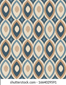 Ogee in Natural and Blue Colors, seamless with a subtle texture. 