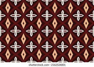 Ogee rhombus zig zag Diamond forma un fondo de patrón sin fisuras. Papel de escritorio de origen étnico tribal con flores de color azteca tradicional Uso para tela, textil, elementos de decoración interior, tapicería, 