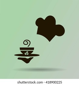 ogfitsyant with a cup of coffee. vector icon