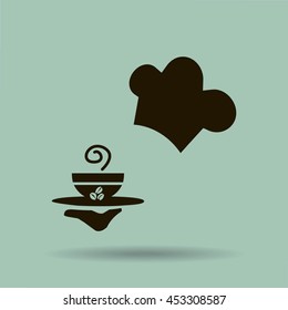 ogfitsyant with a cup of coffee. vector icon