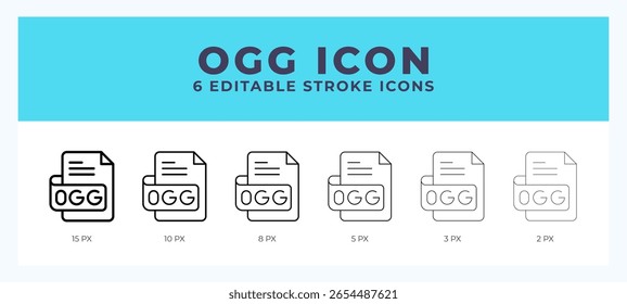 Ogg file lineal icon symbol vector. Black outline for web. App. Presentation and more.