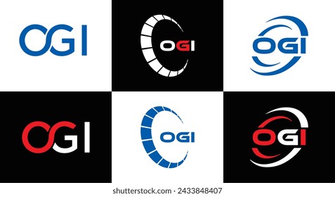 OGI logo. O G I design. White OGI letter. OGI, O G I letter logo design. Initial letter OGI linked circle uppercase monogram logo.