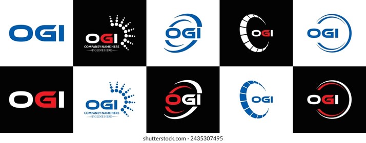 OGI logo. O G I design. White OGI letter. OGI, O G I letter logo design. Initial letter OGI linked circle uppercase monogram logo.