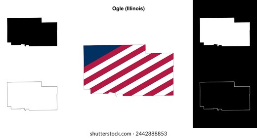 Ogle county (Illinois) outline map set