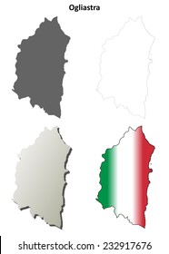 Ogliastra blank detailed outline map set