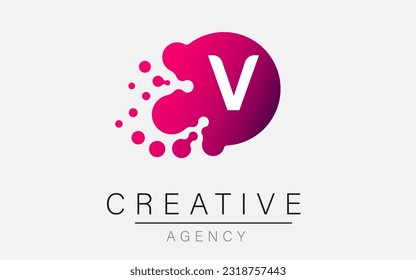 ogo de las letras V. V es un diseño de vector de letras con puntos
