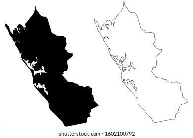 Ogooue-Maritime Province (Subdivisions of Gabon, Gabonese Republic) map vector illustration, scribble sketch Ogooue Maritime map