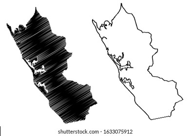 Ogooue-Maritime Province (Subdivisions of Gabon, Gabonese Republic) map vector illustration, scribble sketch Ogooue Maritime map