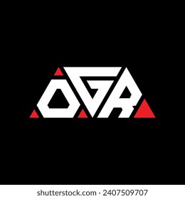 OGR triangle letter logo design with triangle shape. OGR triangle logo design monogram. OGR triangle vector logo template with red color. OGR triangular logo Simple, Elegant, and Luxurious design.