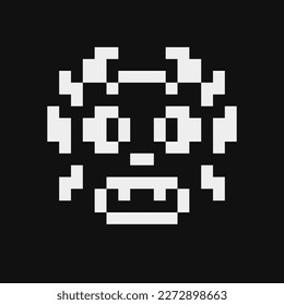 Ogre character pixel art style icon. Facial expression. 1-bit style. Isolated abstract vector.