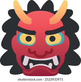 Ícone de emoji ogre. Cores da moda, elemento popular representando fantasia ou humor, comumente usado em mídias sociais. Emoticon, elemento isolado.