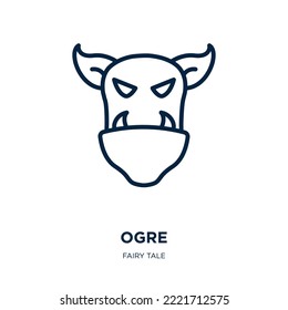 ogre icon from fairy tale collection. Thin linear ogre, monster, character outline icon isolated on white background. Line vector ogre sign, symbol for web and mobile