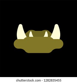 Ogre Lips with fangs isolated. Green goblin Mouth
