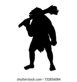 Ogre silhouette monster villain fantasy. Vector illustration.