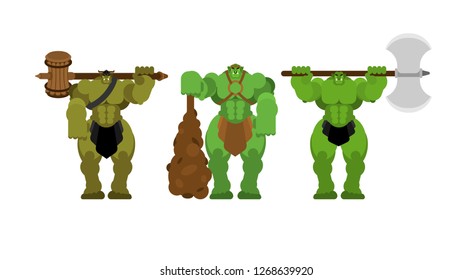Ogre warrior Army set. Green goblin Strong. berserk Troll