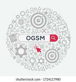 ogsm mean (objectives, goals, strategies and measures) Word written in search bar ,Vector illustration.