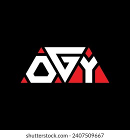 OGY triangle letter logo design with triangle shape. OGY triangle logo design monogram. OGY triangle vector logo template with red color. OGY triangular logo Simple, Elegant, and Luxurious design.