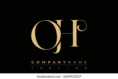 OH Abstract logotipo de joia criativa. Um logotipo elegante com iniciais de monograma dourado em uma tipografia elegante e moderna, perfeito para a marca
