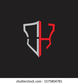 OH Abstract logo monogram with shield elements isolated on black background