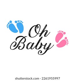 Oh baby. Baby shower party card, banner vector element design.