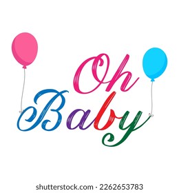 Oh baby. Baby shower party card, banner vector element design. svg