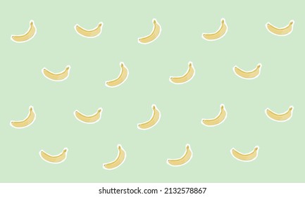 Oh Bananas! Single bananas all in a pattern on a minty background
