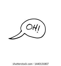 Oh bubble, cute hand drawn icon or symbols doodle