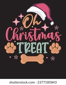 Oh Christmas Treat Funny Pink Christmas Dog T shirt Design