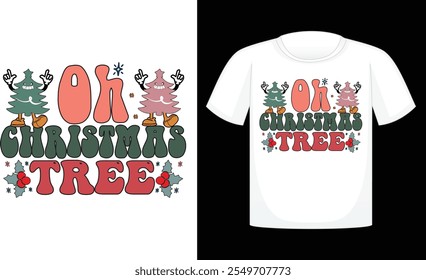 Oh Christmas Tree Vol - 2 Retro, Retro Christmas Sublimation , Christmas Bag Designs , Retro Sublimation Design