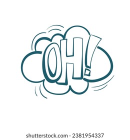 oh comic pop cloud text emotional speech sound vector hand drawn doodle 