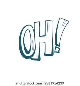 oh comic pop text emotional speech sound vector hand drawn doodle 