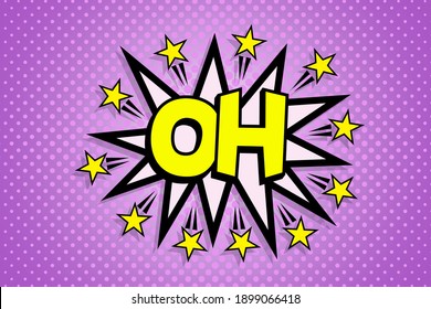 OH! Comics buchen abstrakten Hintergrund. Text in Comic-Sprache im Pop-Art-Stil auf unscharfem Hintergrund