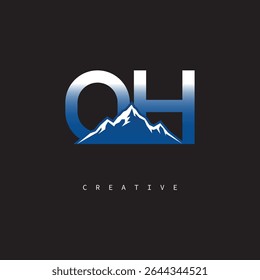 OH Creative Mountain Logo Bold Gradient Letter mark Branding Design for Business Outdoor Brands