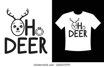 oh deer Christmas t shirt design vector template, snowman, snow flacks, Santa Claus, merry Christmas print